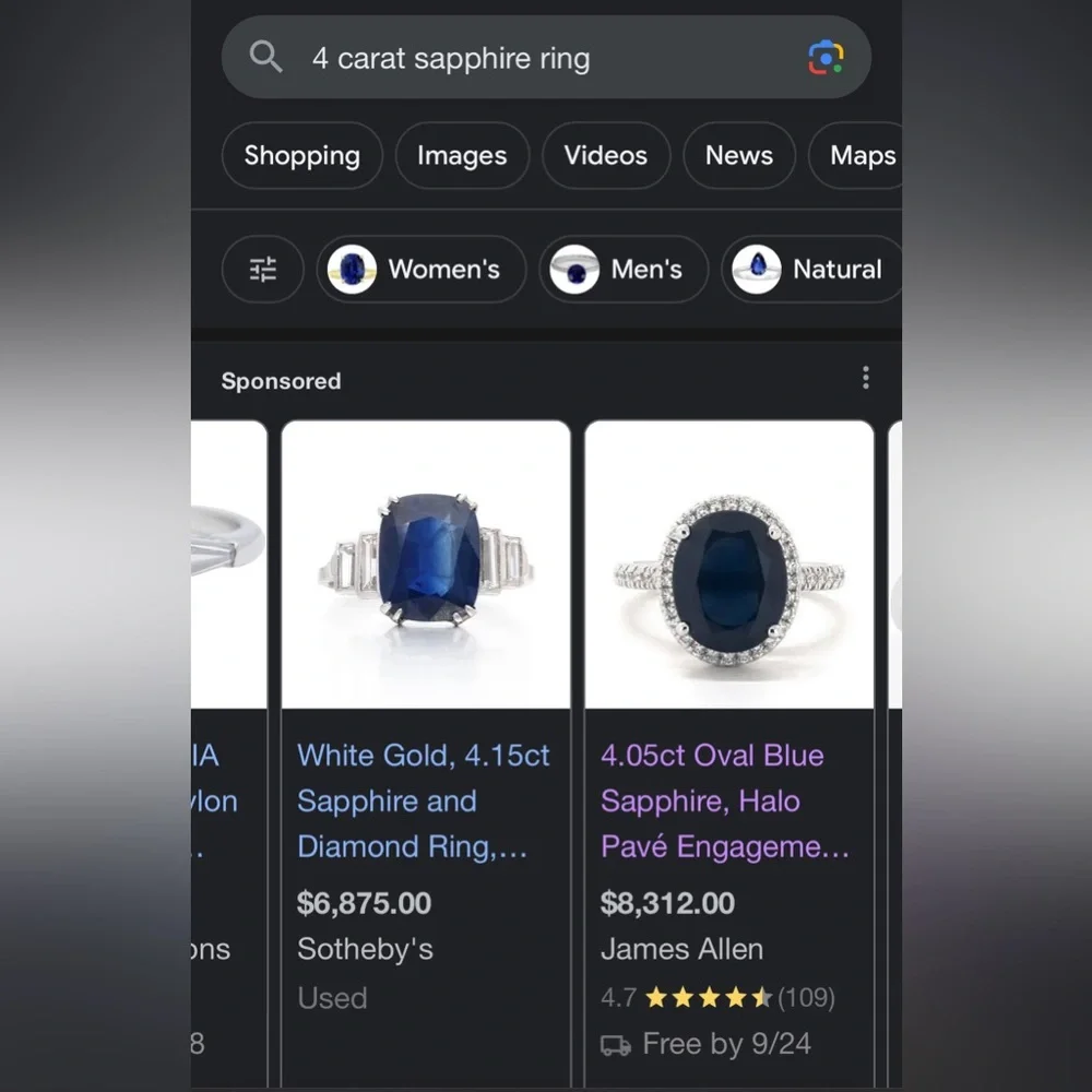 4.36 carat royal blue sapphire platinum ring - Picture 16 of 16